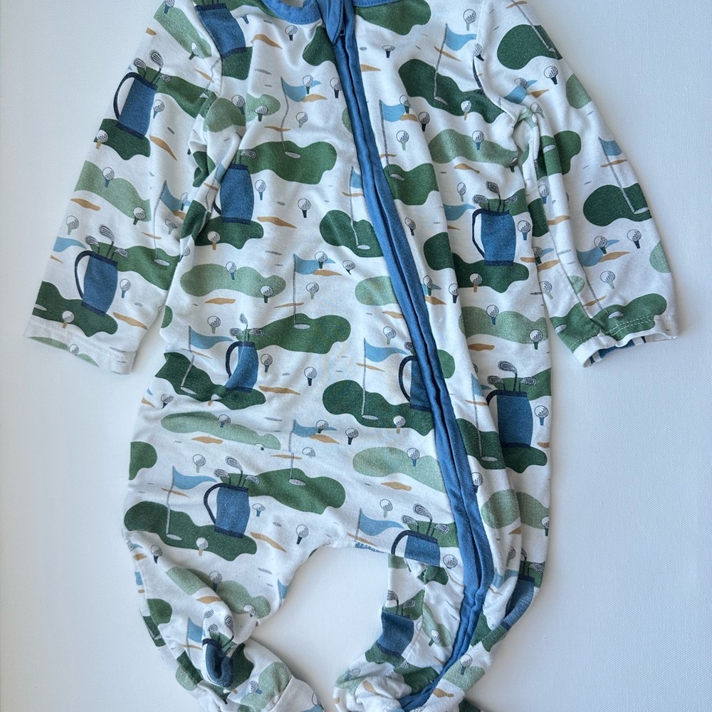 Mud Pie Golf Print Footed Sleeper – 6–9M